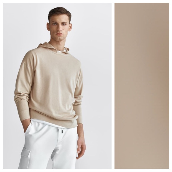 Massimo Dutti Other - NWT. Massimo Dutti Beige 100%Cotton Knit Sweater with a Hood. Size S.